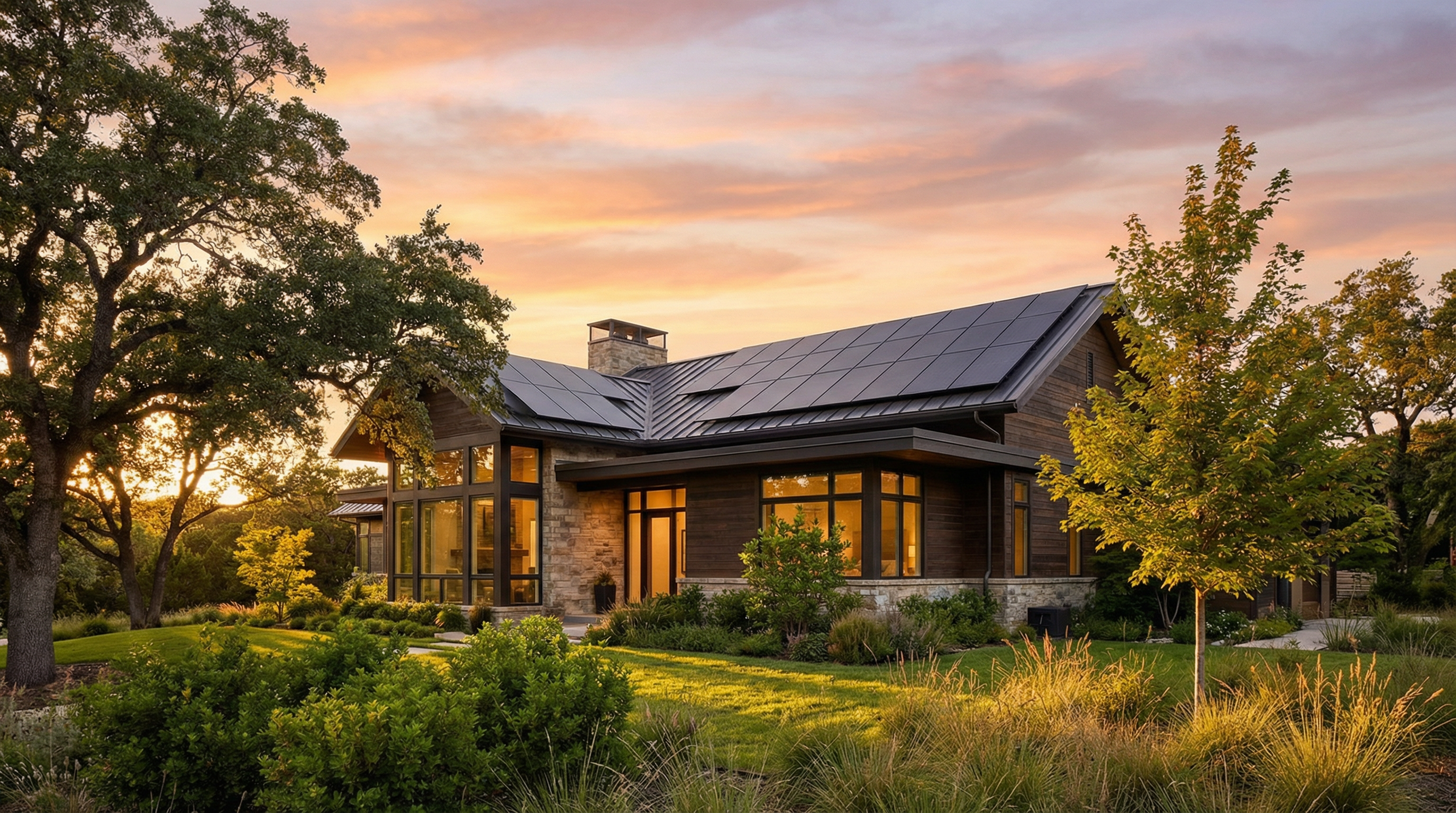 Beautiful home with solar panels